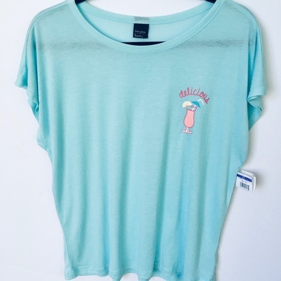 Free Press Aqua Cap Sleeve "Delicious" Graphic Tee - Picture 2 of 5